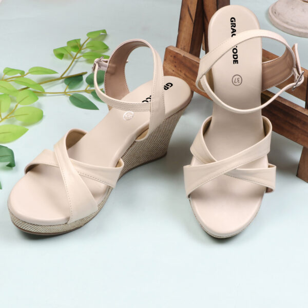 Cream Open-Toe Platform Heel Sandal