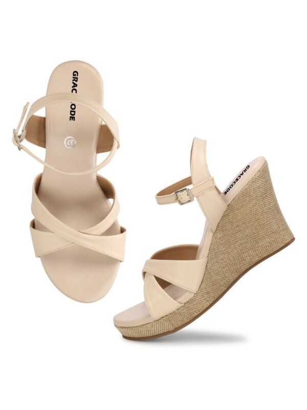 Cream Open-Toe Platform Heel Sandal - Image 2