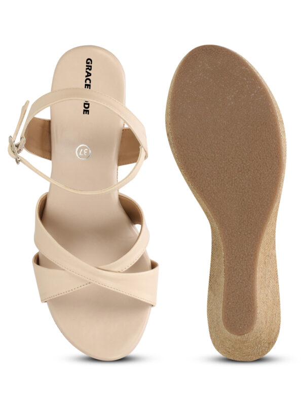 Cream Open-Toe Platform Heel Sandal - Image 3