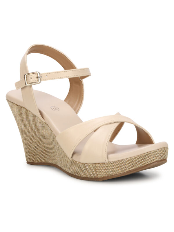 Cream Open-Toe Platform Heel Sandal - Image 6