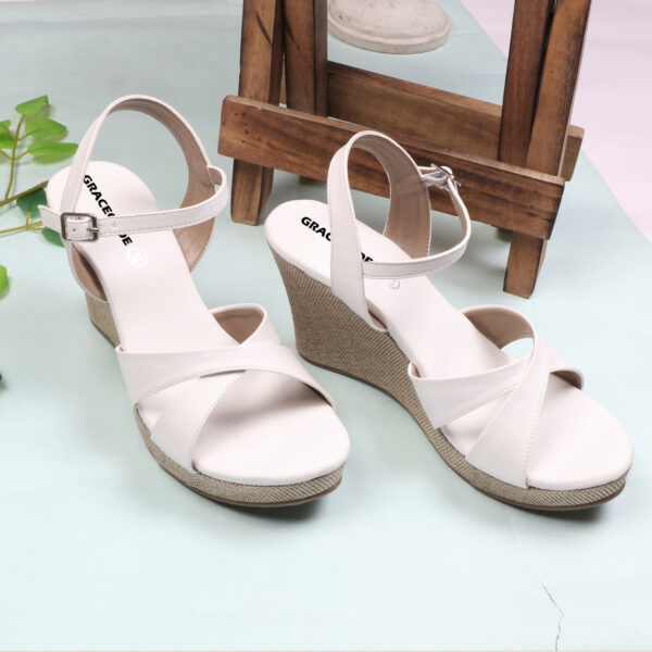 White Open-Toe Platform Heel Sandal