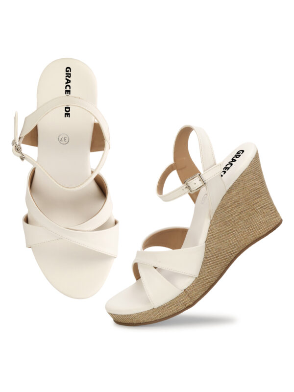 White Open-Toe Platform Heel Sandal - Image 2