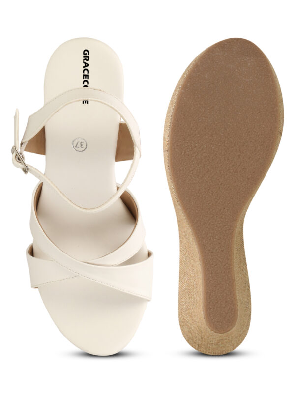 White Open-Toe Platform Heel Sandal - Image 3