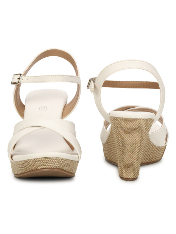 White Open-Toe Platform Heel Sandal - Image 4