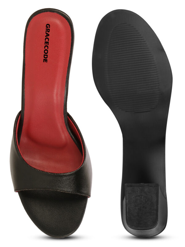 Black Open-Toe Block Heel Slip-On - Image 3