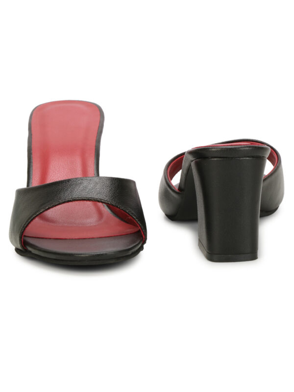 Black Open-Toe Block Heel Slip-On - Image 4