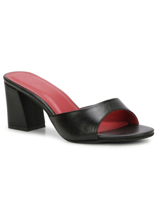 Black Open-Toe Block Heel Slip-On - Image 6