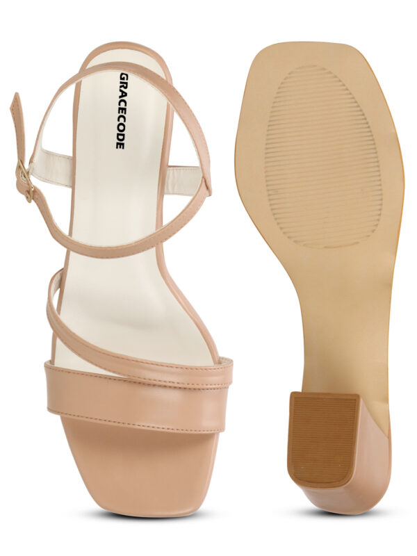 Nude Open-Toe Block Heel Sandal - Image 3