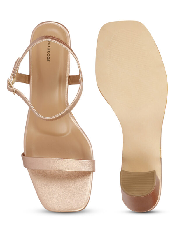 Light Gold Open-Toe Block Heel Sandal - Image 3
