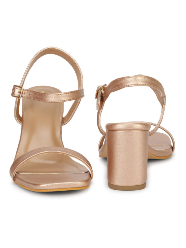 Light Gold Open-Toe Block Heel Sandal - Image 4