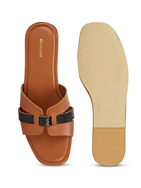 Tan Open-Toe Flat Slip-On - Image 3