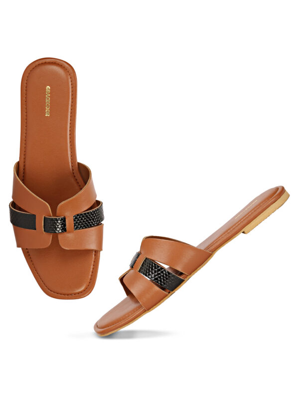 Tan Open-Toe Flat Slip-On - Image 2