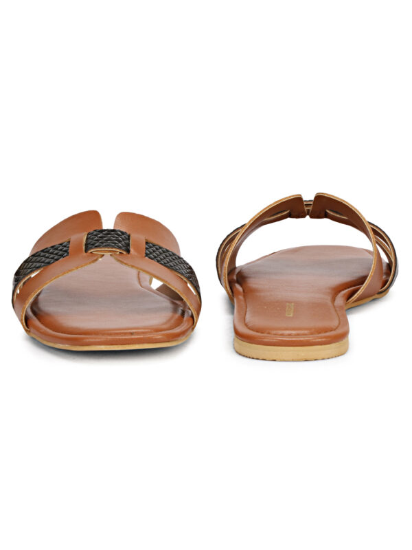 Tan Open-Toe Flat Slip-On - Image 4