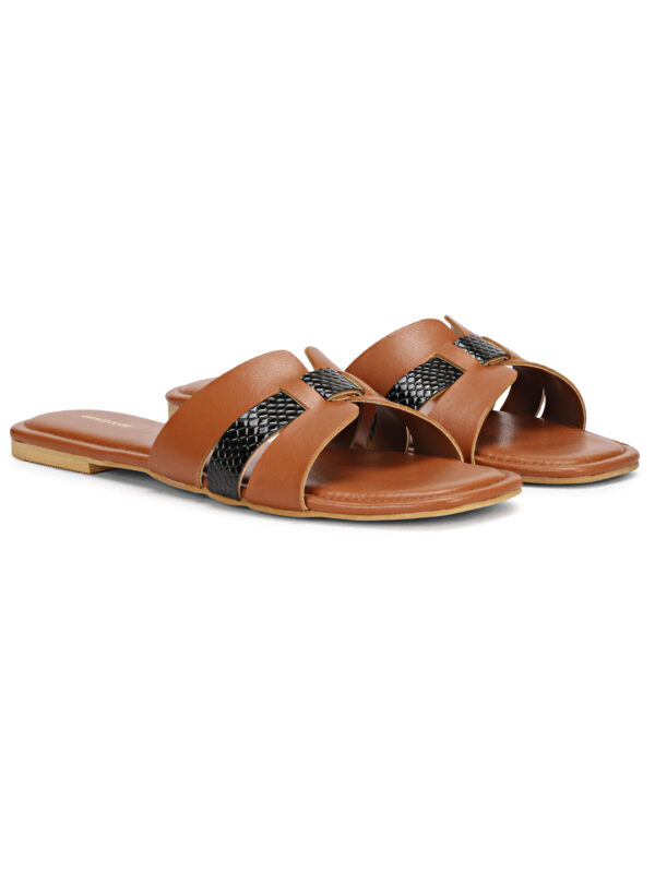 Tan Open-Toe Flat Slip-On - Image 5