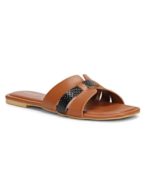 Tan Open-Toe Flat Slip-On - Image 6