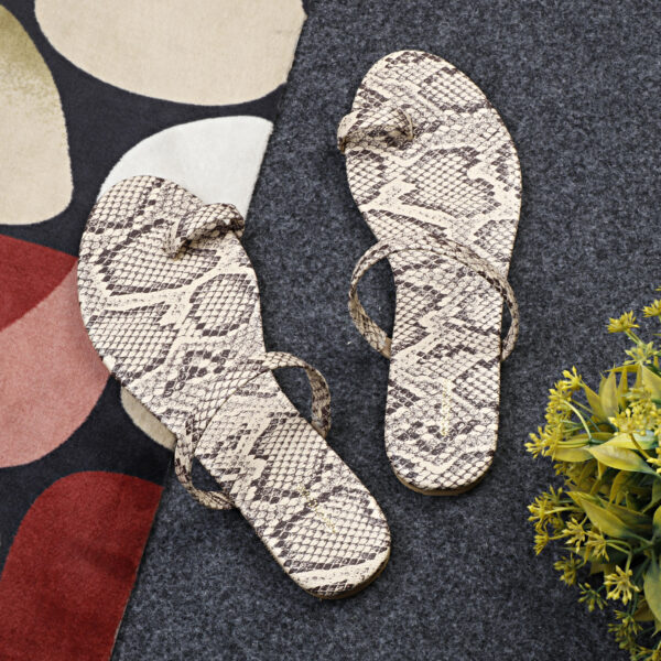 Beige Toe-Ring Flat Slip-On