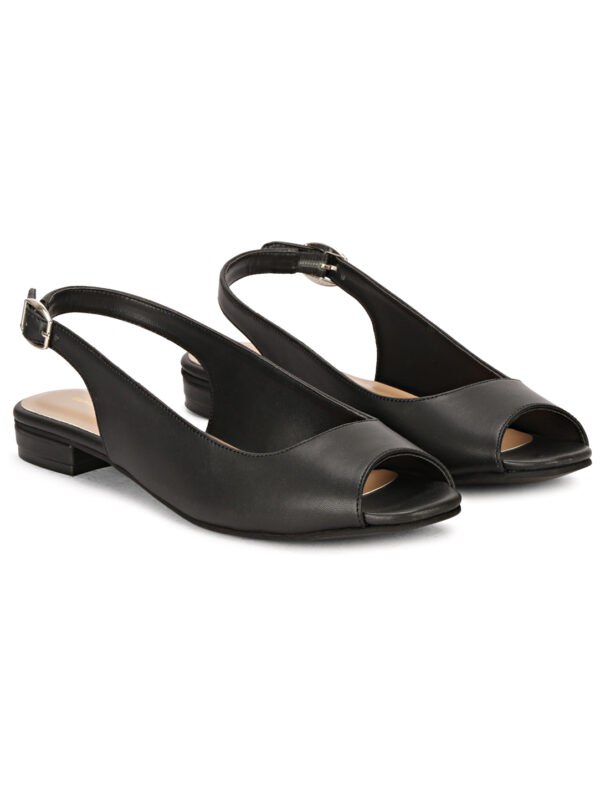 Black Open-Toe Flat Sandal - Image 5