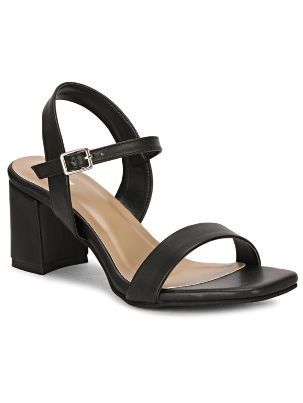 Black Open-Toe Block Heel Sandal - Image 6