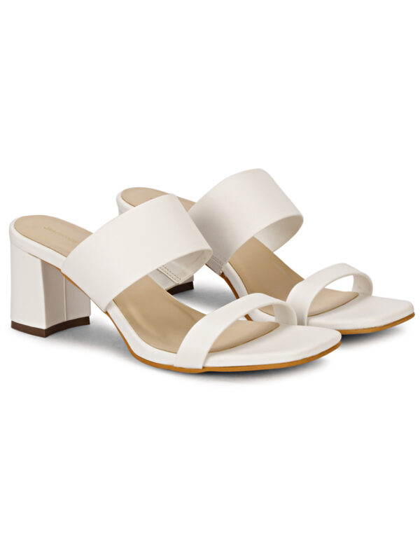 White Open-Toe Block Heel Slip-On - Image 5