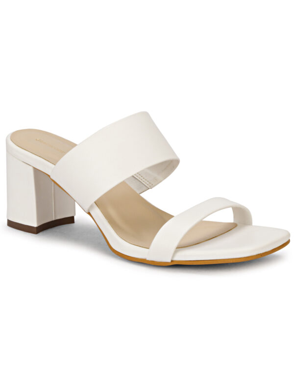 White Open-Toe Block Heel Slip-On - Image 6