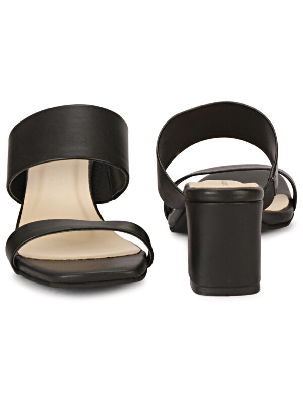 Black Open-Toe Block Heel Slip-On - Image 4