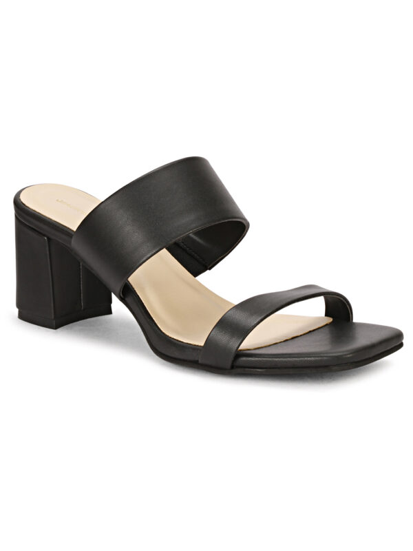 Black Open-Toe Block Heel Slip-On - Image 6