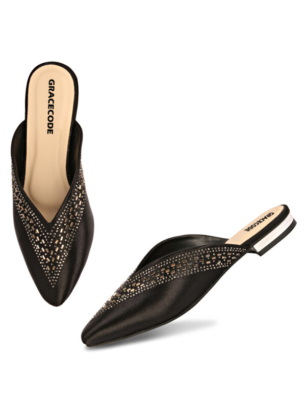 Black Closed-Toe Flat Mule - Image 2