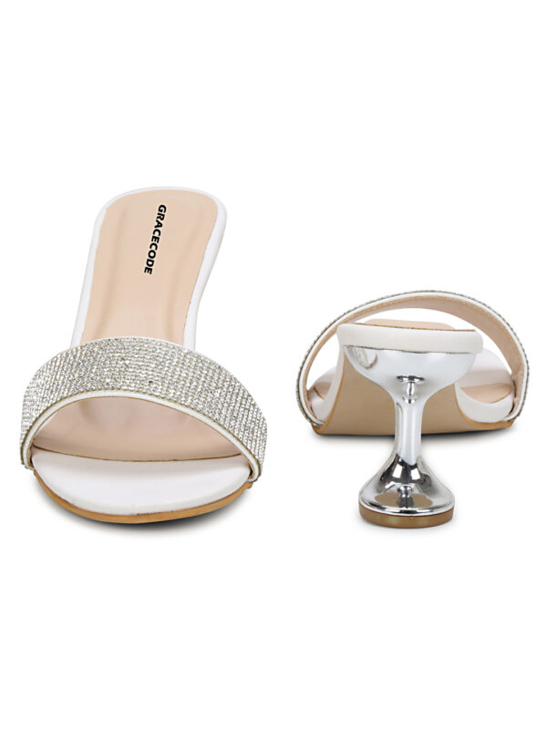 White Open-Toe Pointed Heel Slip-On - Image 4